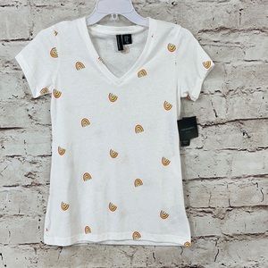 Cynthia Rowley V Neck Rainbow Tee